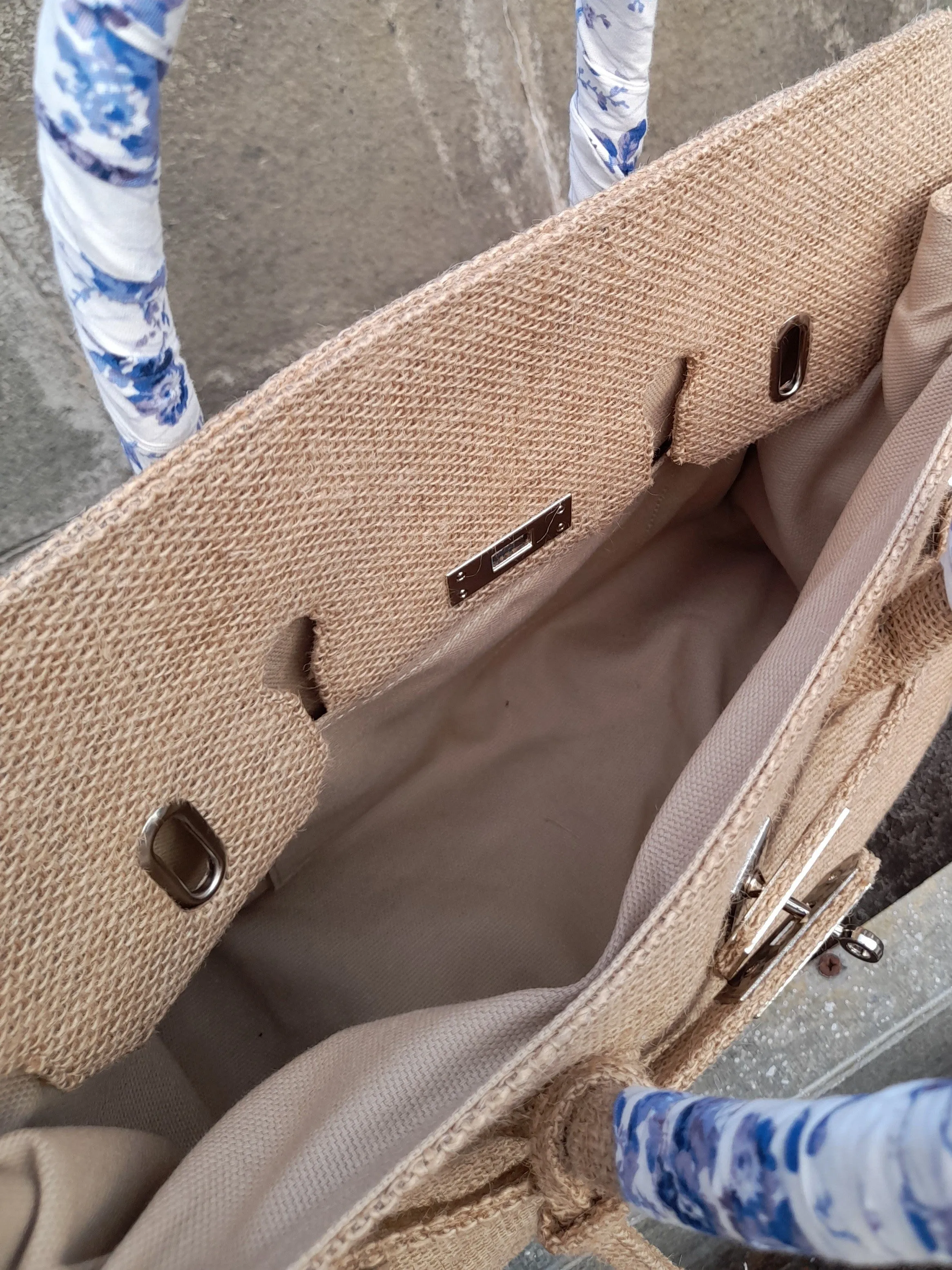 Handmade burlap / jute bag, Medium size (35cm)_style 5