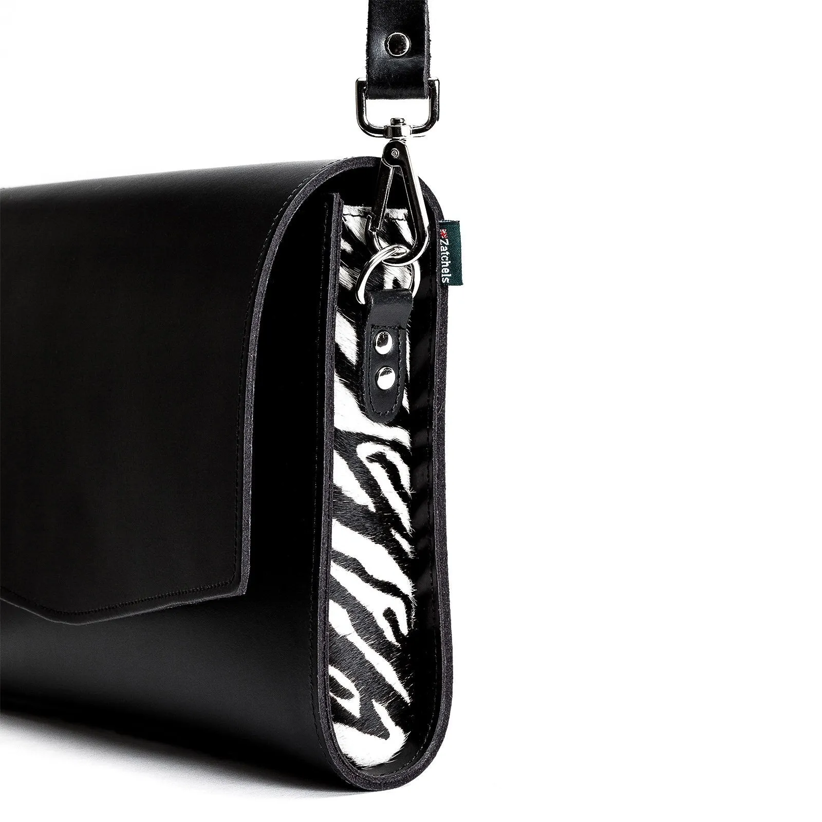 Handmade Leather Clutch Bag - Zebra