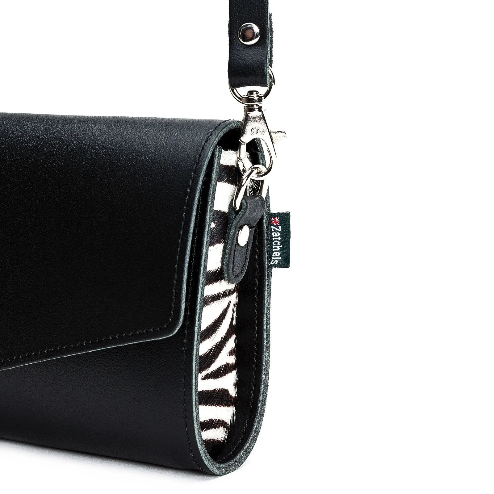 Handmade Leather Clutch Bag - Zebra