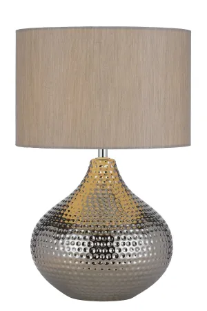 Hanoi SIlver Gloss Ceramic Dimple Table Lamp