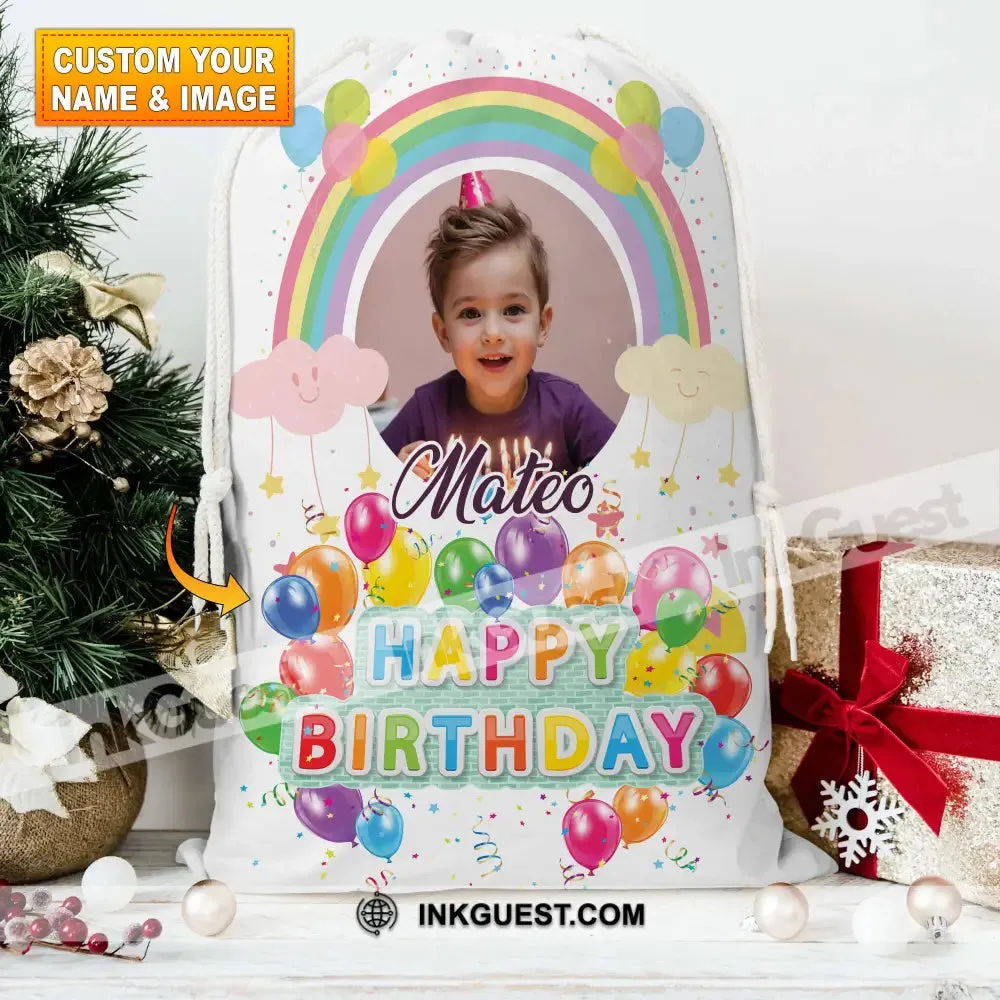 Happy Birthday Balloon Design Bag Personalized Christmas String Bag