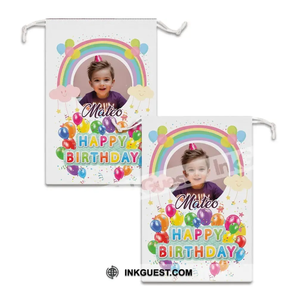 Happy Birthday Balloon Design Bag Personalized Christmas String Bag