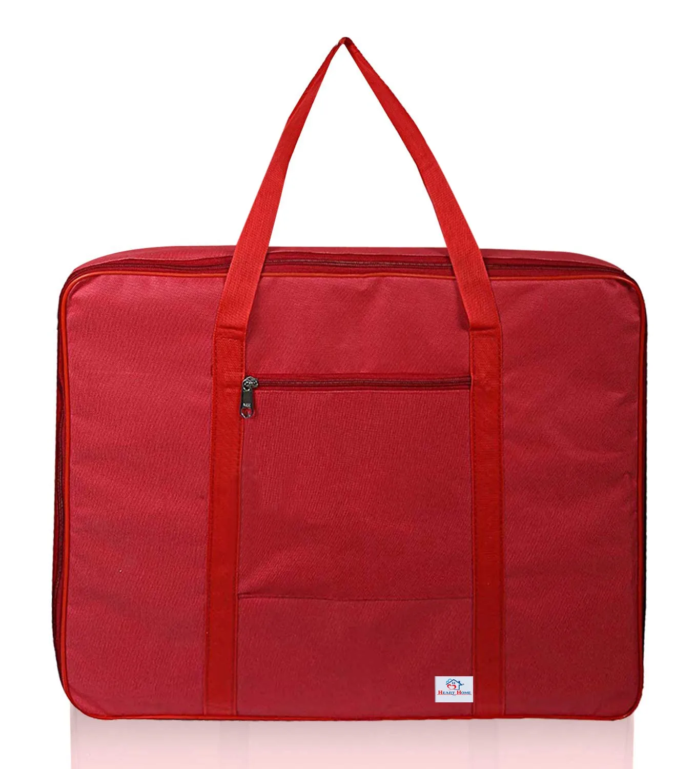 Heart Home Large Moisture Proof Wardrobe Organizer Storage Bag For Clothes With Zipper Closure and Handle- Pack of 2 (Red)-HS43HEARTH26679