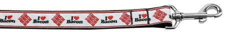 I Love Bacon Nylon Dog Leash 5-8 Inch Wide 4ft Long