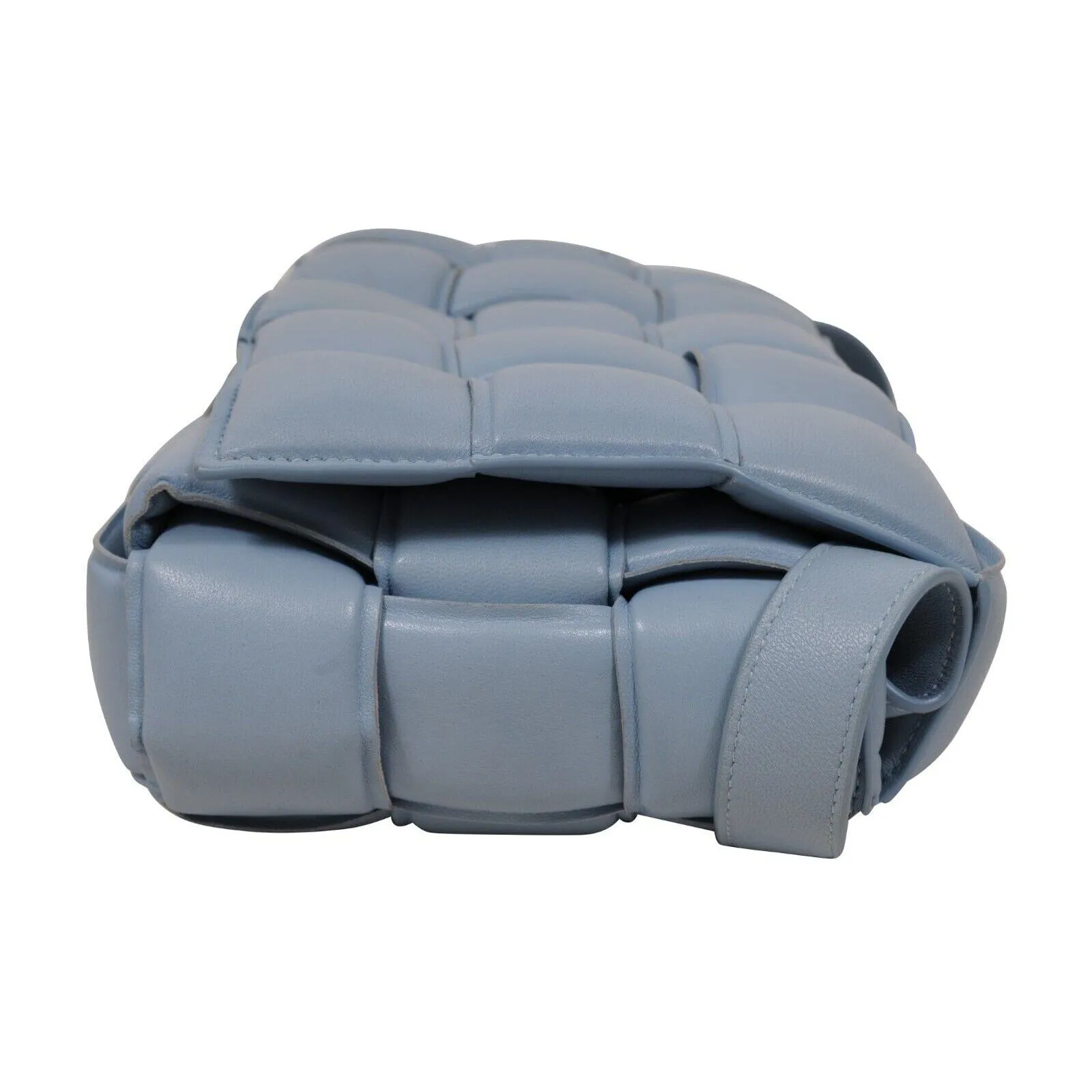 Intrecciato Padded Cassette Crossbody Bag Blue Leather