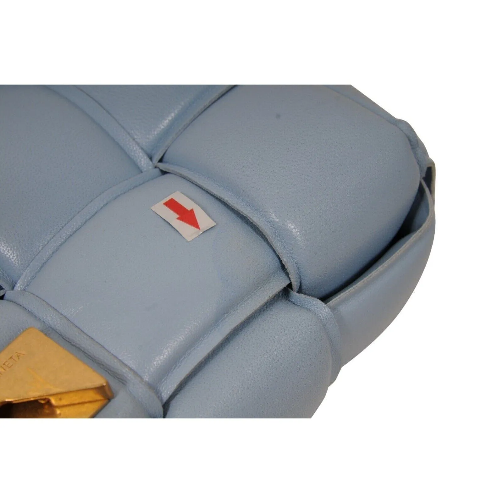 Intrecciato Padded Cassette Crossbody Bag Blue Leather