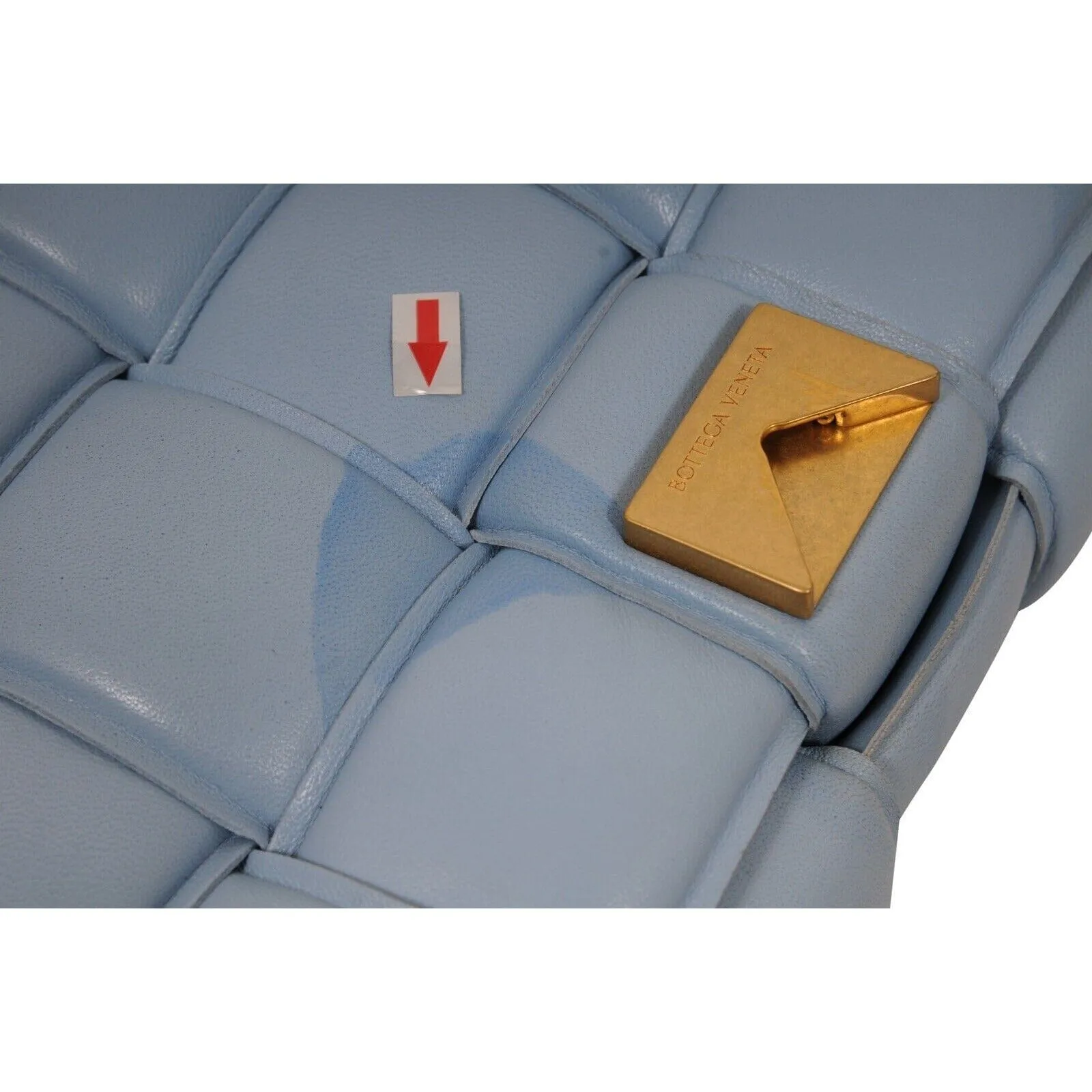 Intrecciato Padded Cassette Crossbody Bag Blue Leather