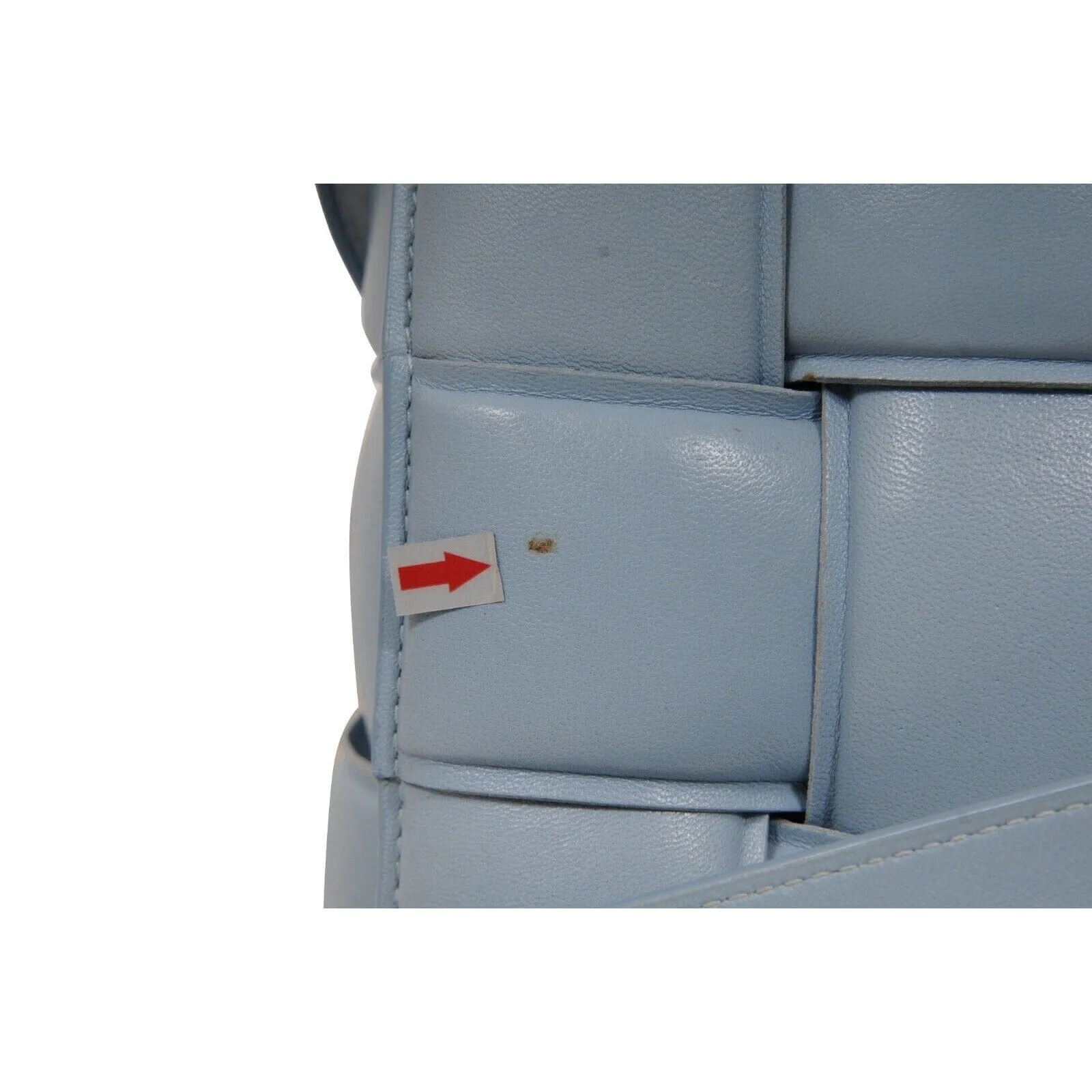 Intrecciato Padded Cassette Crossbody Bag Blue Leather