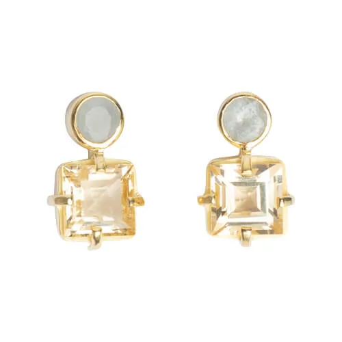 Isola Bella Gold Citrine and Green Amethyst Earrings