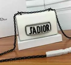 J’Adior Off-White Matte Calfskin Ultra Black Flap Bag