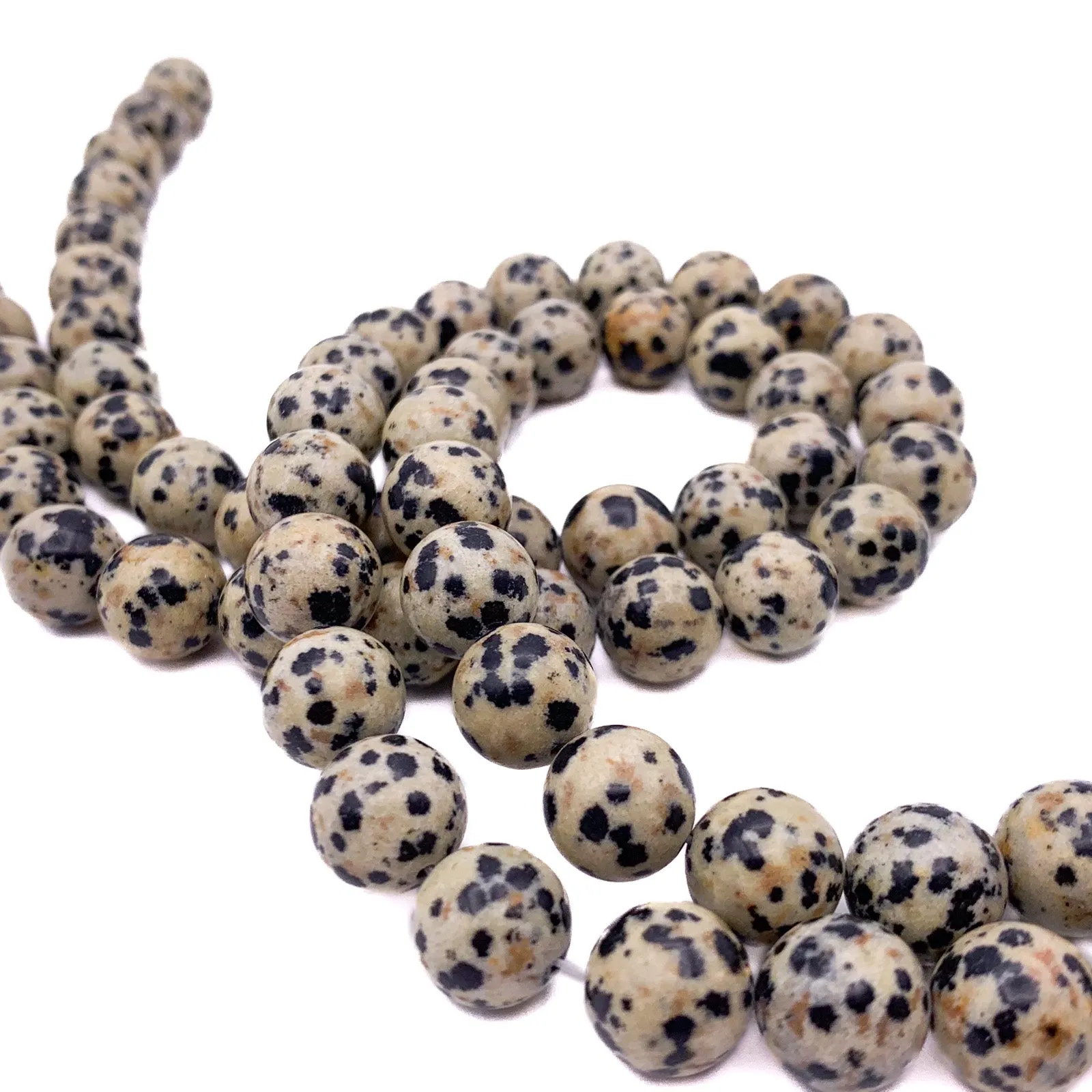 Jasper Dalmatian 10.5mm Smooth Rounds Bead Strand