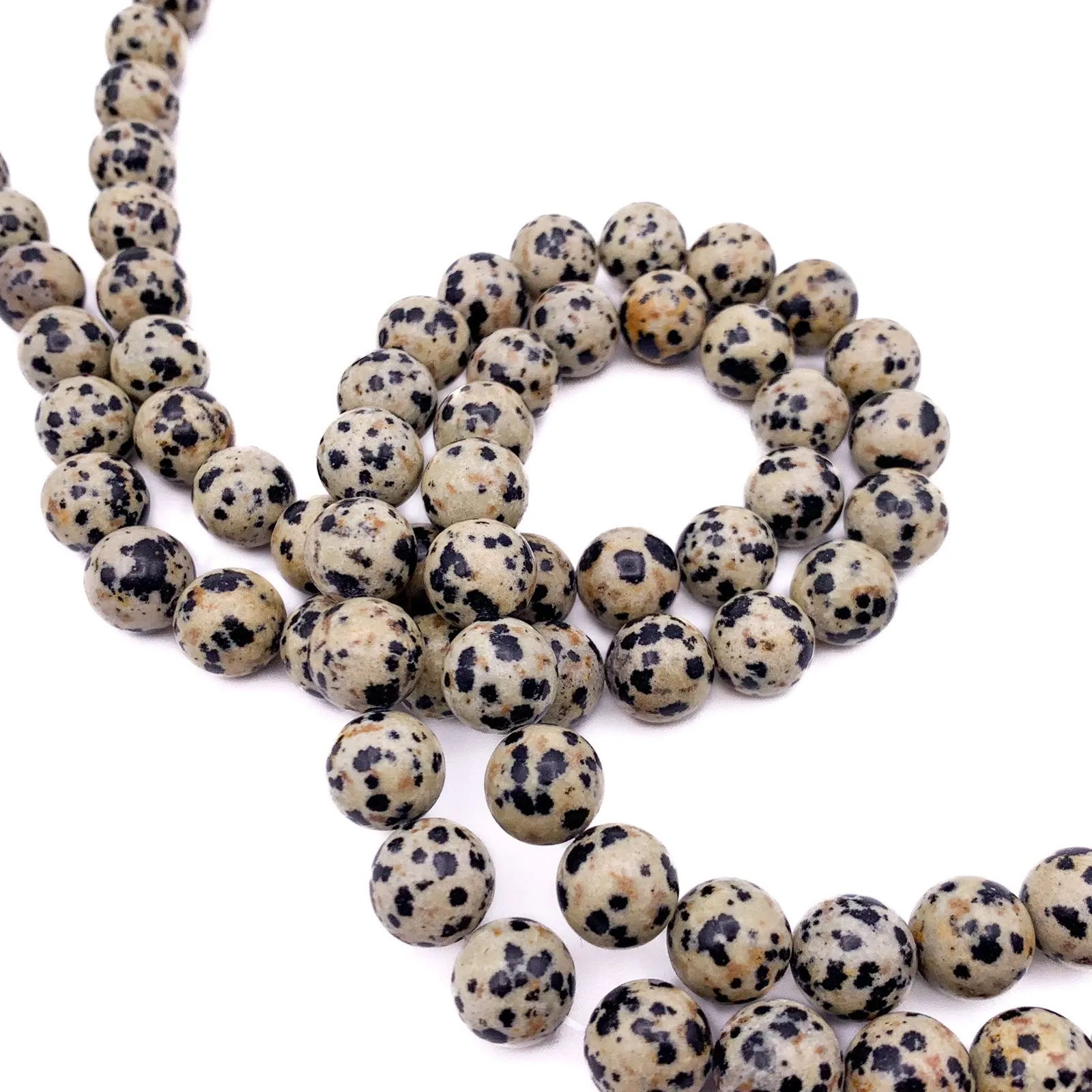 Jasper Dalmatian 10.5mm Smooth Rounds Bead Strand