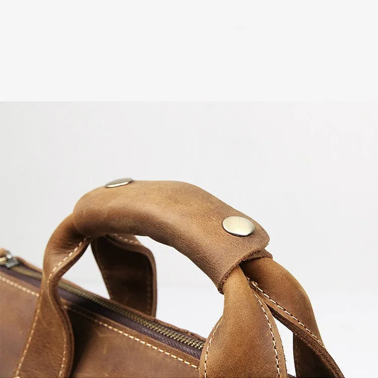 J.M.D Hot Selling Genuine Vintage Crazy Horse Leather Laptop Briefcase Bag