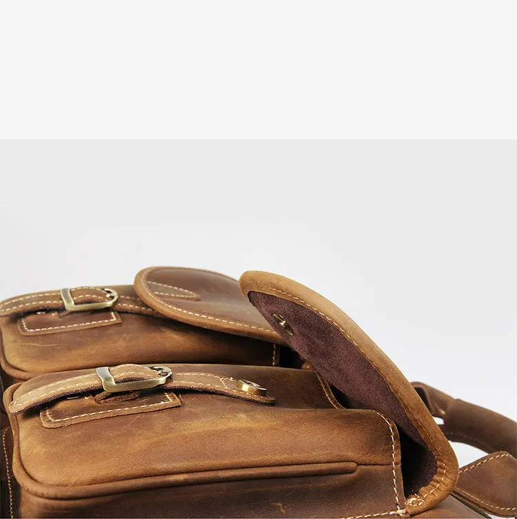 J.M.D Hot Selling Genuine Vintage Crazy Horse Leather Laptop Briefcase Bag