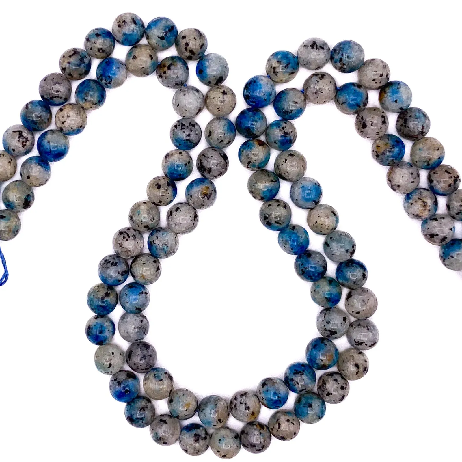 K2 Granite w/ Azurite 8mm Smooth Round Bead Strand