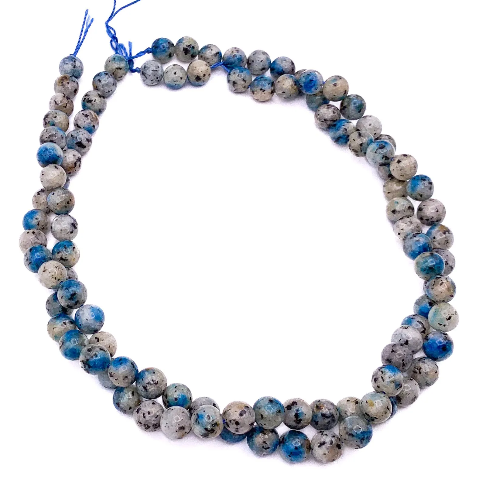 K2 Granite w/ Azurite 8mm Smooth Round Bead Strand