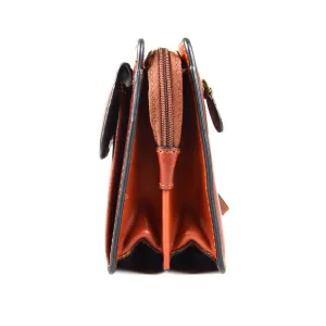 Katana Tan Leather Flap Wrist Clutch Bag