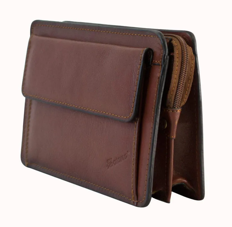 Katana Tan Leather Flap Wrist Clutch Bag