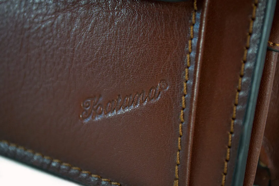 Katana Tan Leather Flap Wrist Clutch Bag