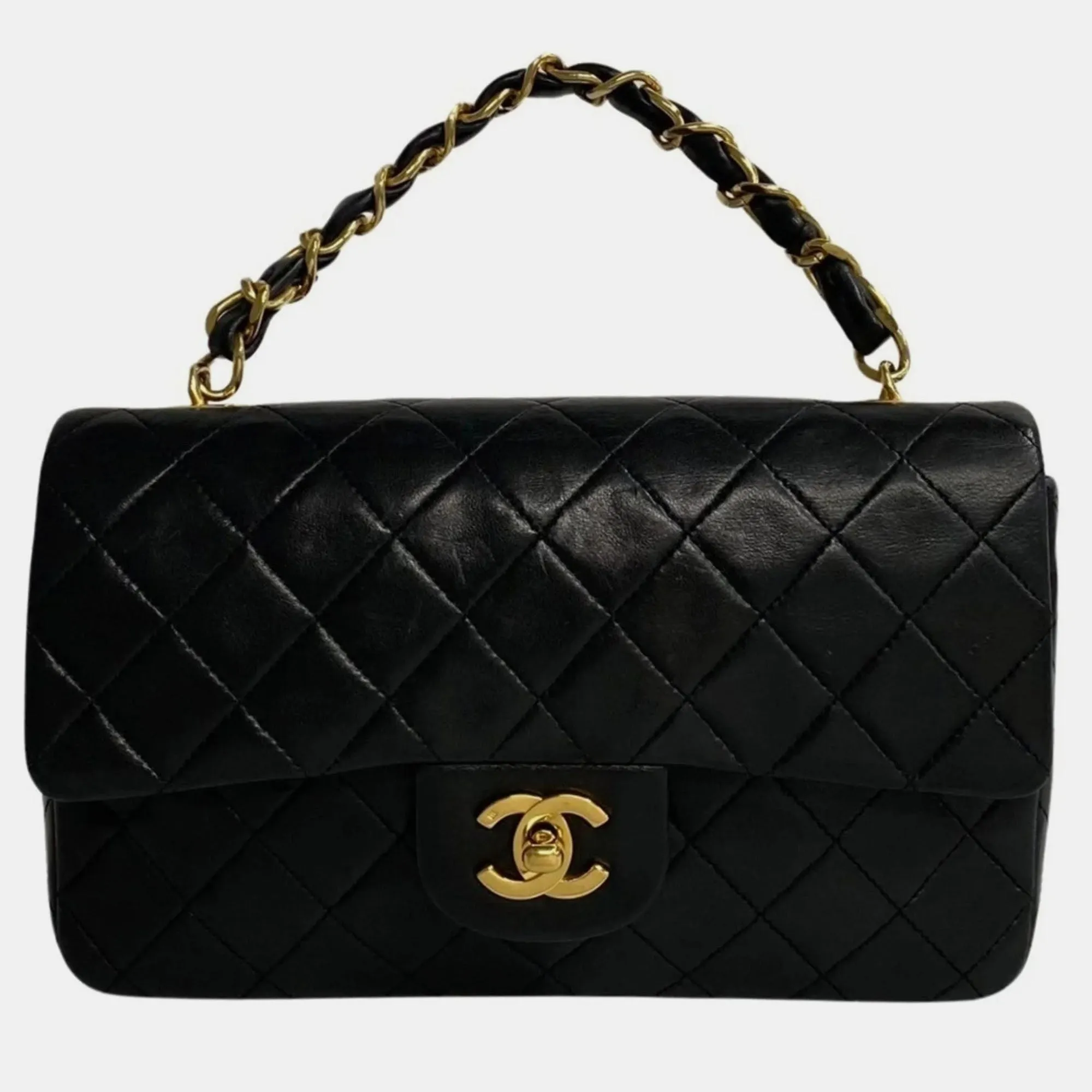 Lambskin Leather Medium Classic Double Flap Shoulder Bags