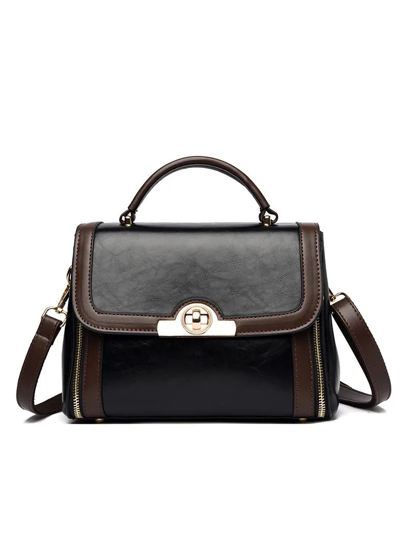 Large-capacity Wax Leather Portable Messenger Bag