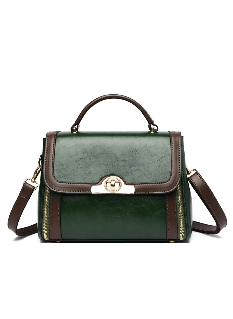 Large-capacity Wax Leather Portable Messenger Bag