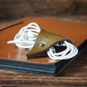 Leather Cord Holder x 2pcs #Olive Green