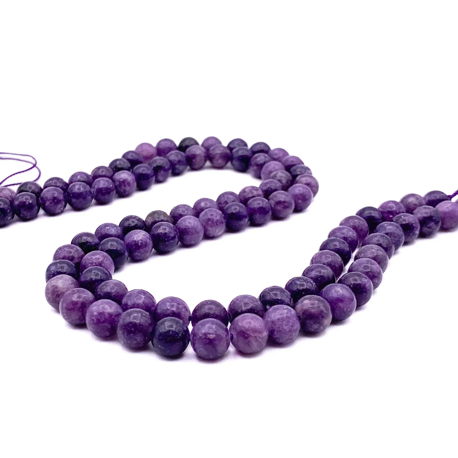 Lepidolite Violet 8.5mm Smooth Rounds Bead Strand