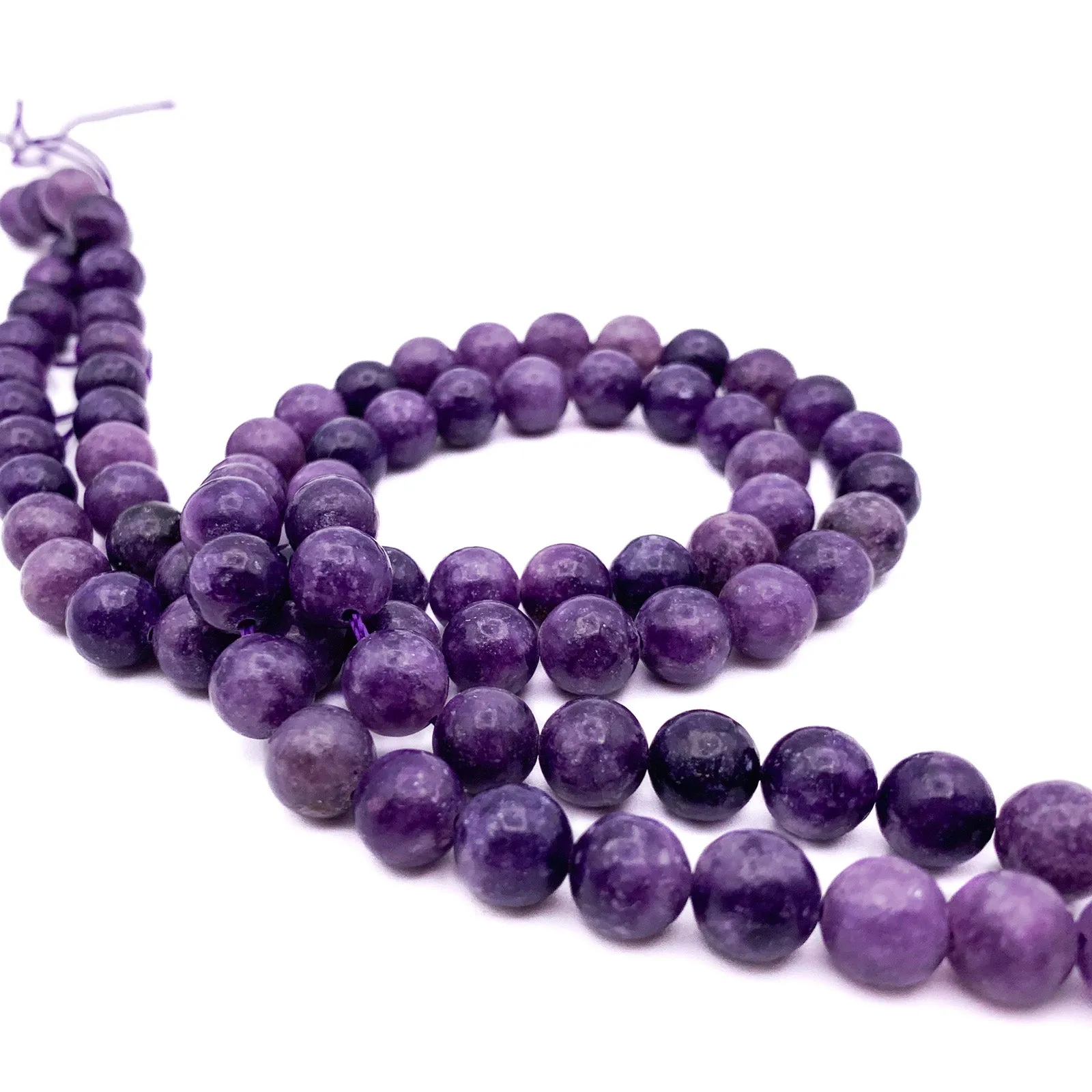 Lepidolite Violet 8.5mm Smooth Rounds Bead Strand
