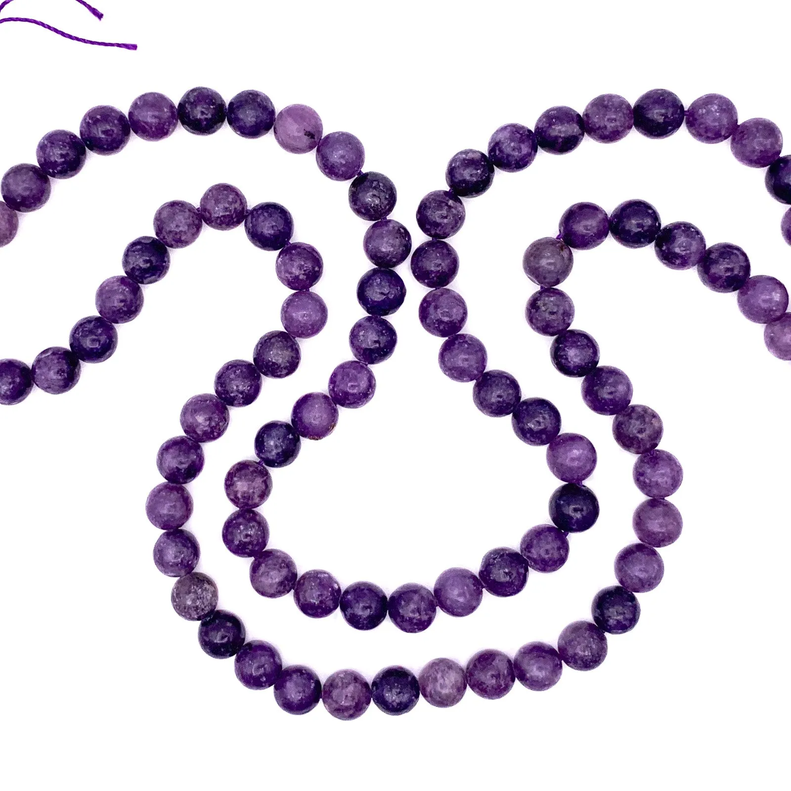 Lepidolite Violet 8.5mm Smooth Rounds Bead Strand