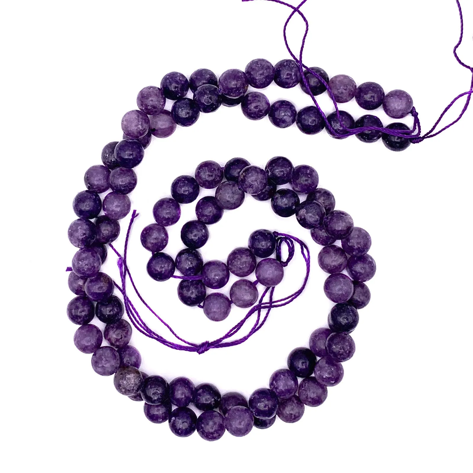 Lepidolite Violet 8.5mm Smooth Rounds Bead Strand