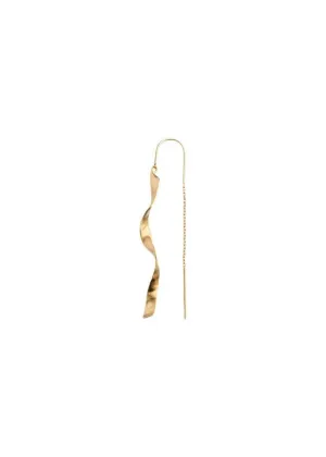 Long Twisted Hammered Earring - Gold