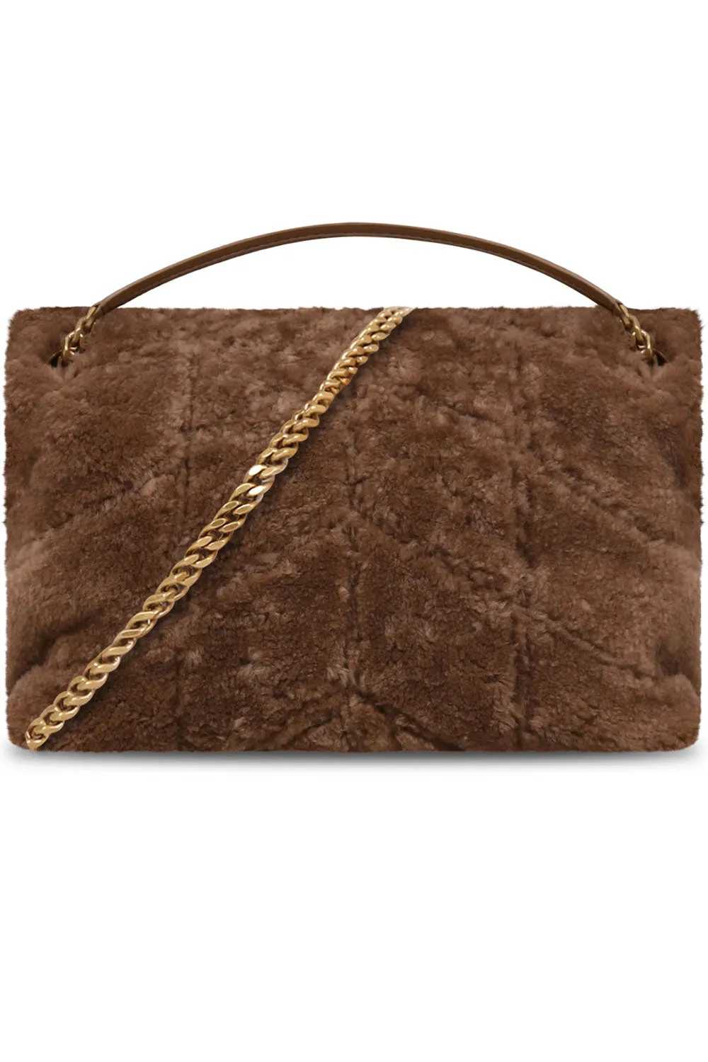 LOULOU SMALL SHEARLING PUFFER BAG | NATURAL BROWN