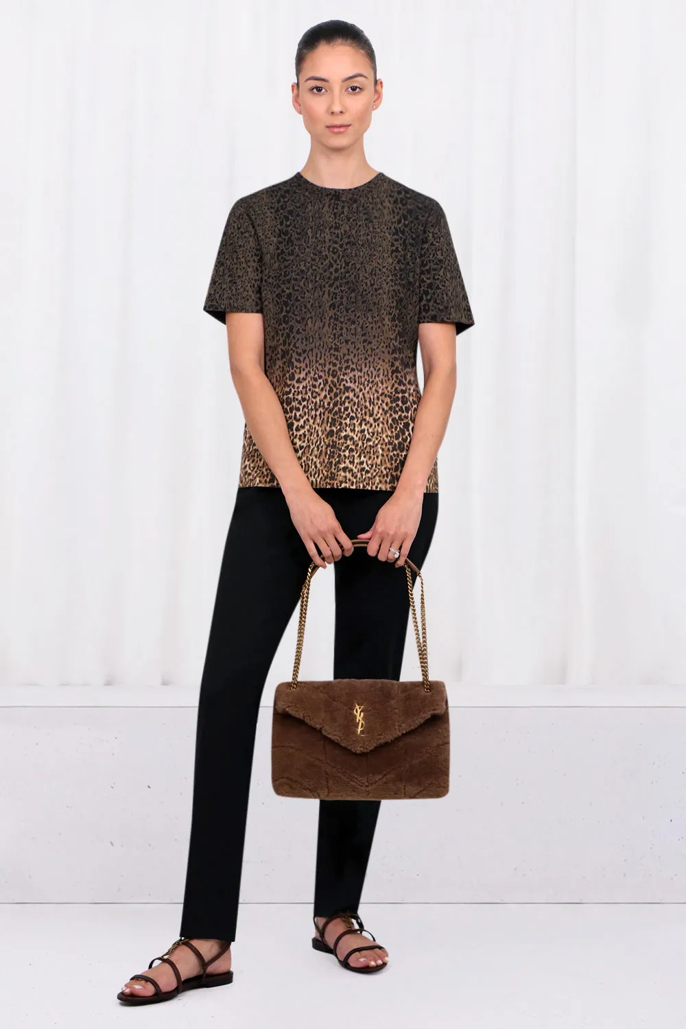 LOULOU SMALL SHEARLING PUFFER BAG | NATURAL BROWN