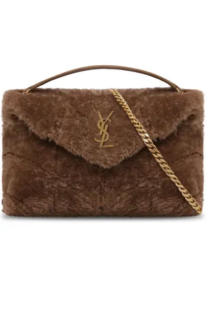 LOULOU SMALL SHEARLING PUFFER BAG | NATURAL BROWN