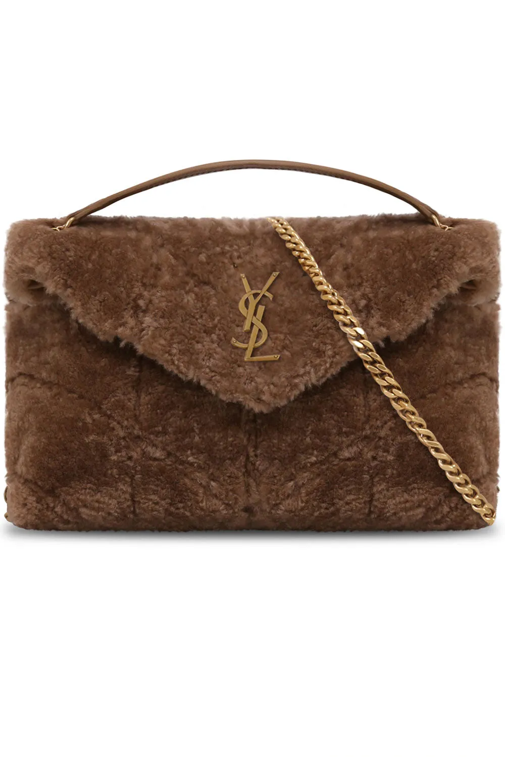LOULOU SMALL SHEARLING PUFFER BAG | NATURAL BROWN