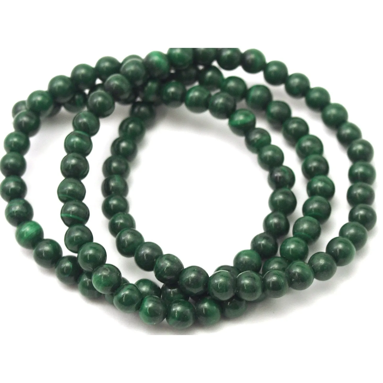 Malachite Smooth Rounds 4mm Strand