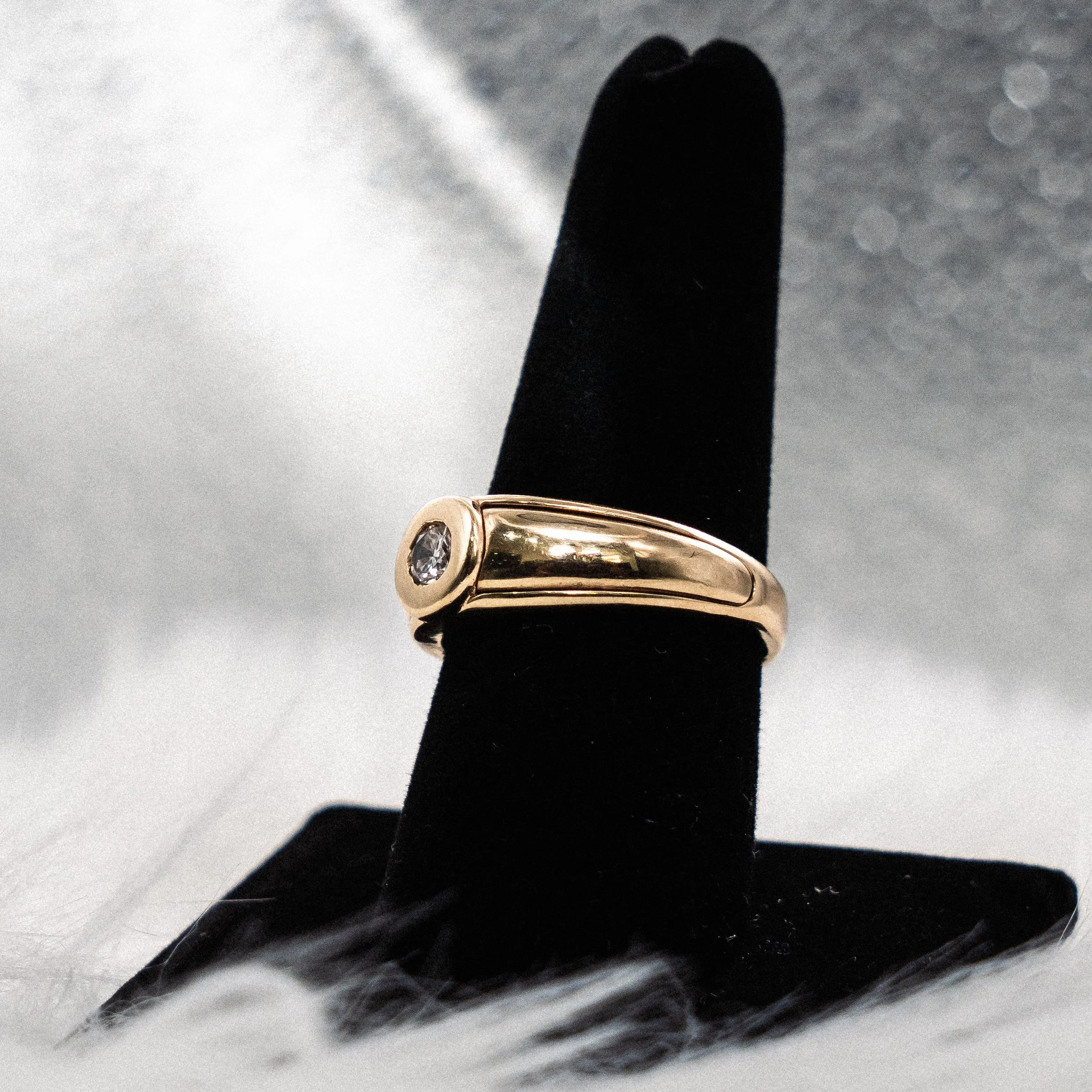 Men'S Ring 14K Yellow Gold With Diamond / 7.3gr / Size 9