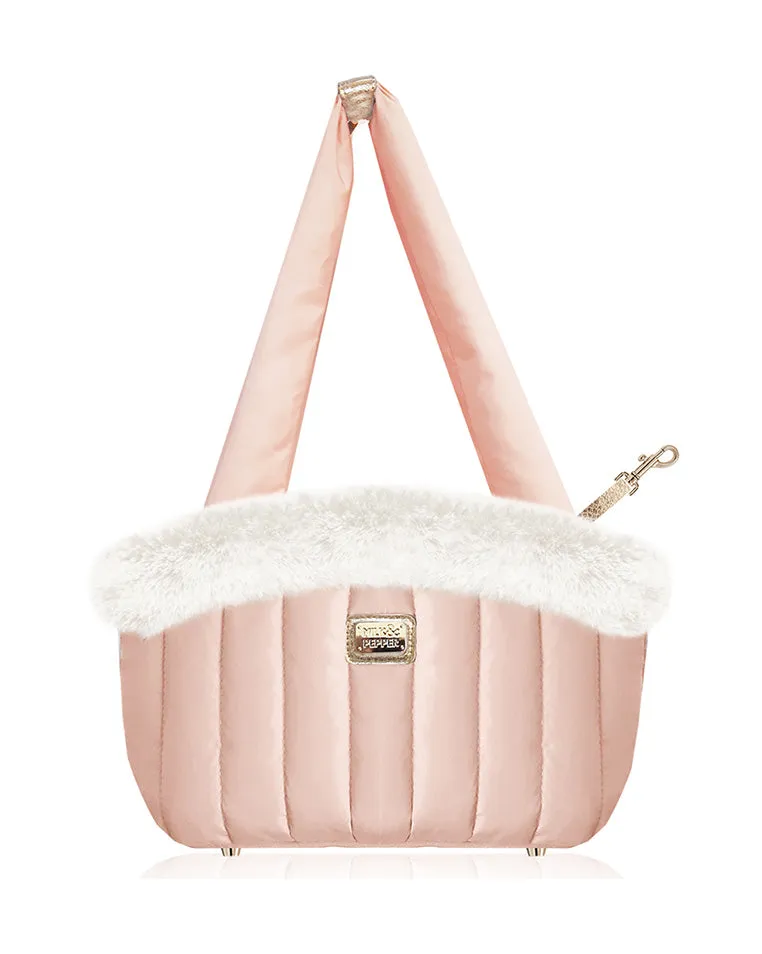 Milk and Pepper, French Designer Nanouk Carry Bag Pink with off-white Fur