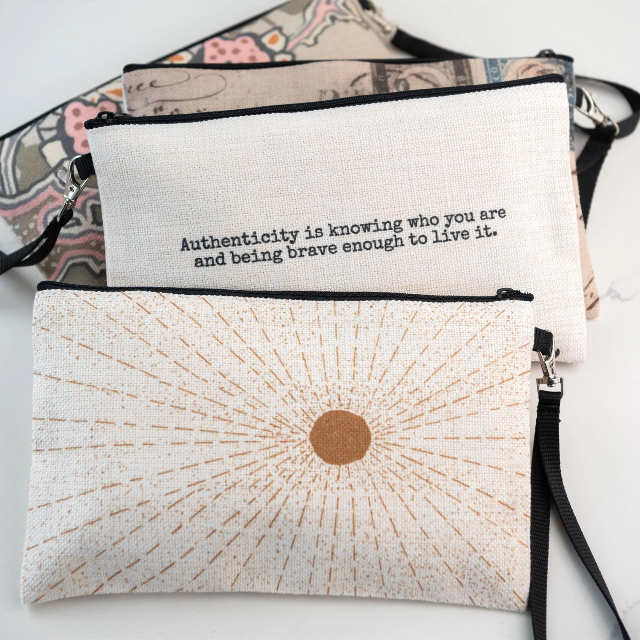 Morning Glory Zippered Linen blend Bag