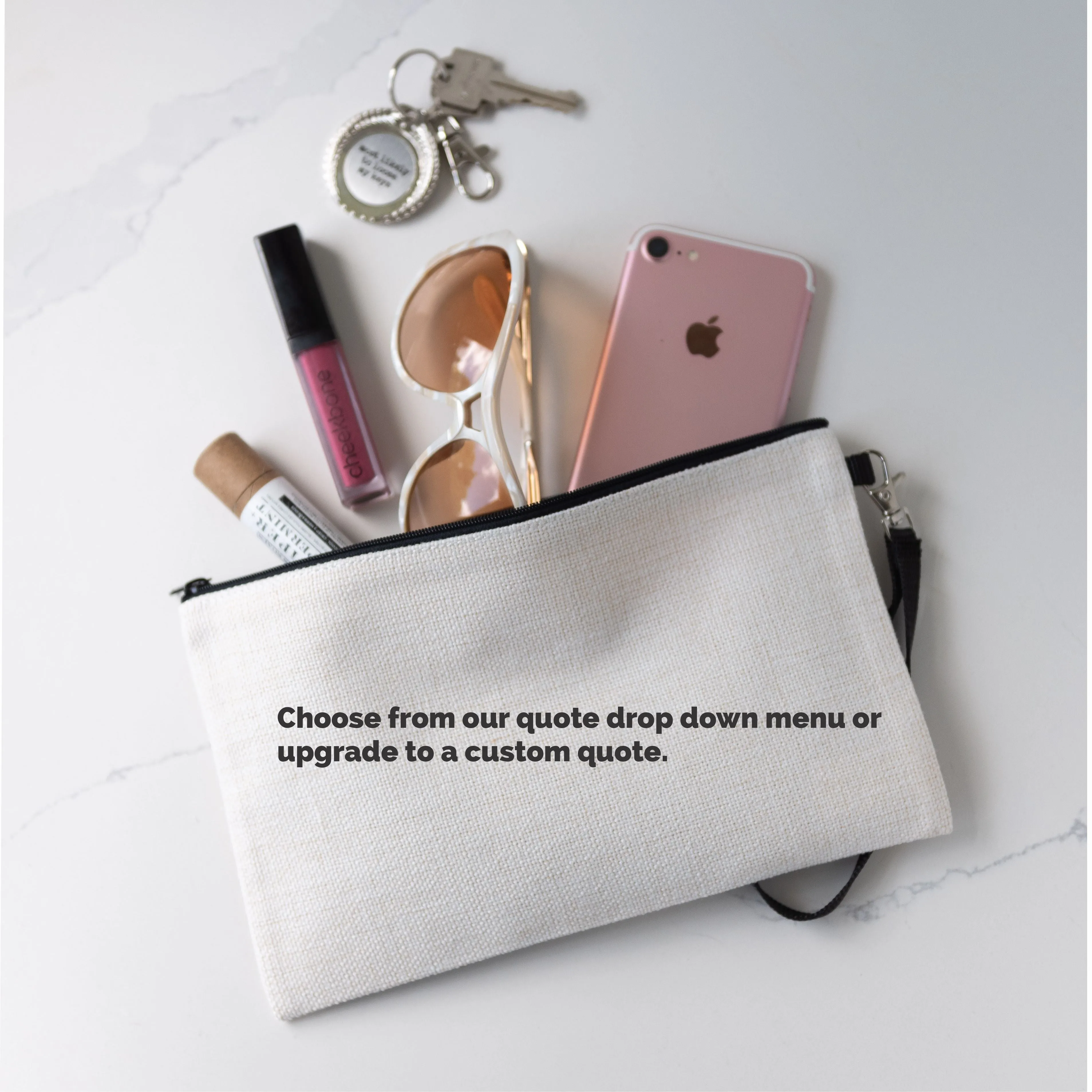 Morning Glory Zippered Linen blend Bag