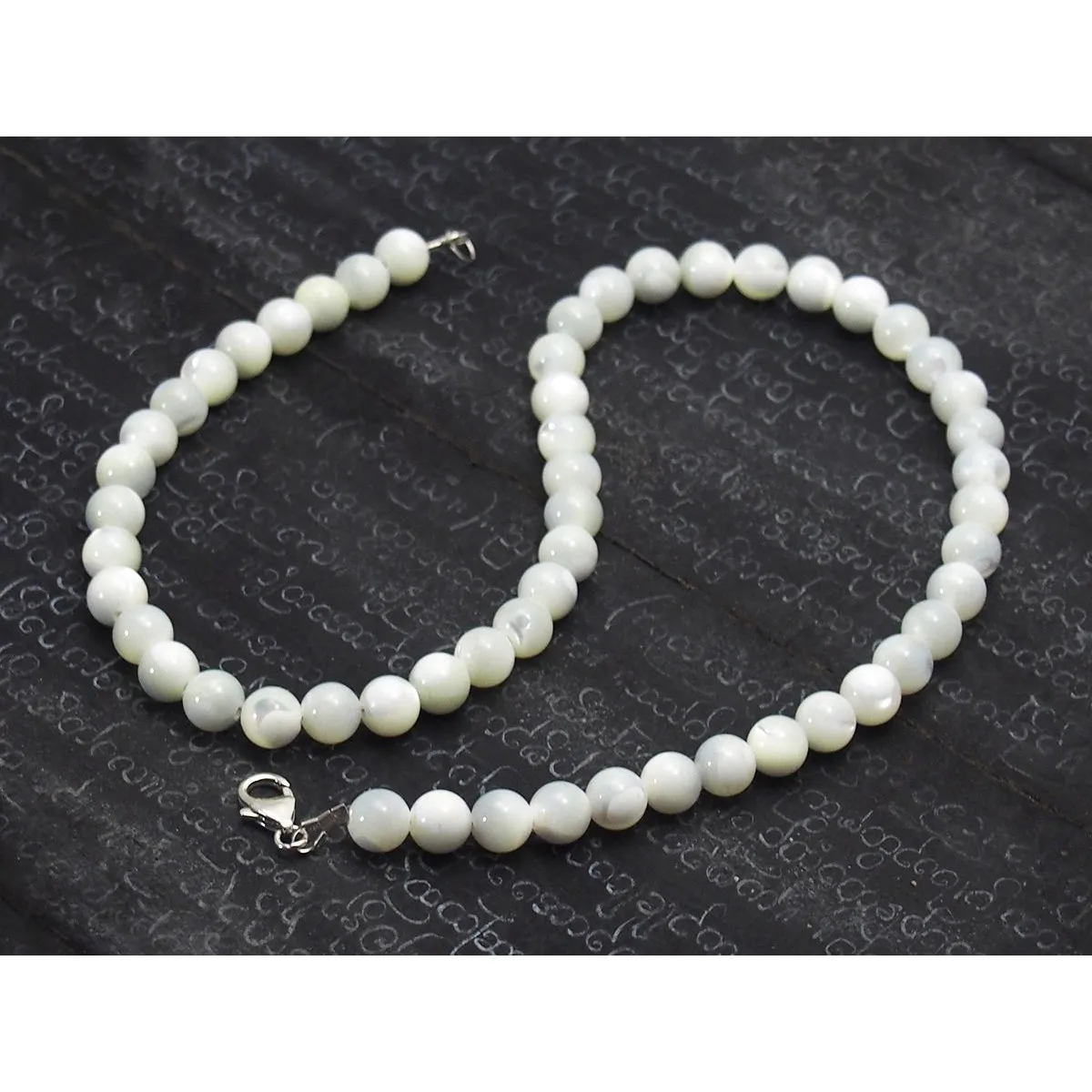 Mother of Pearl Necklace with Sterling Silver Trigger Clasp