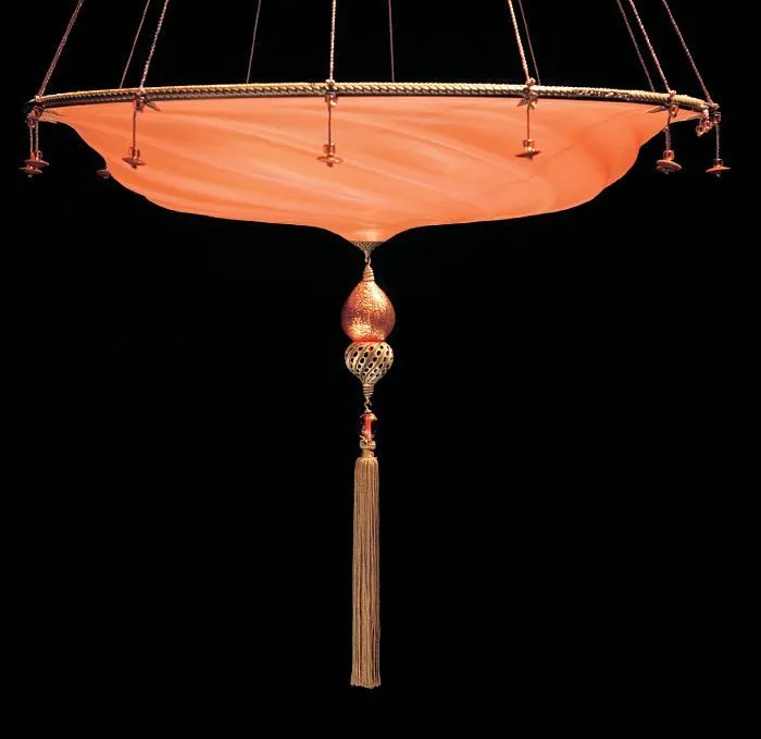 Murano Glass Fortuny Style Pendant Light In Seven Colours