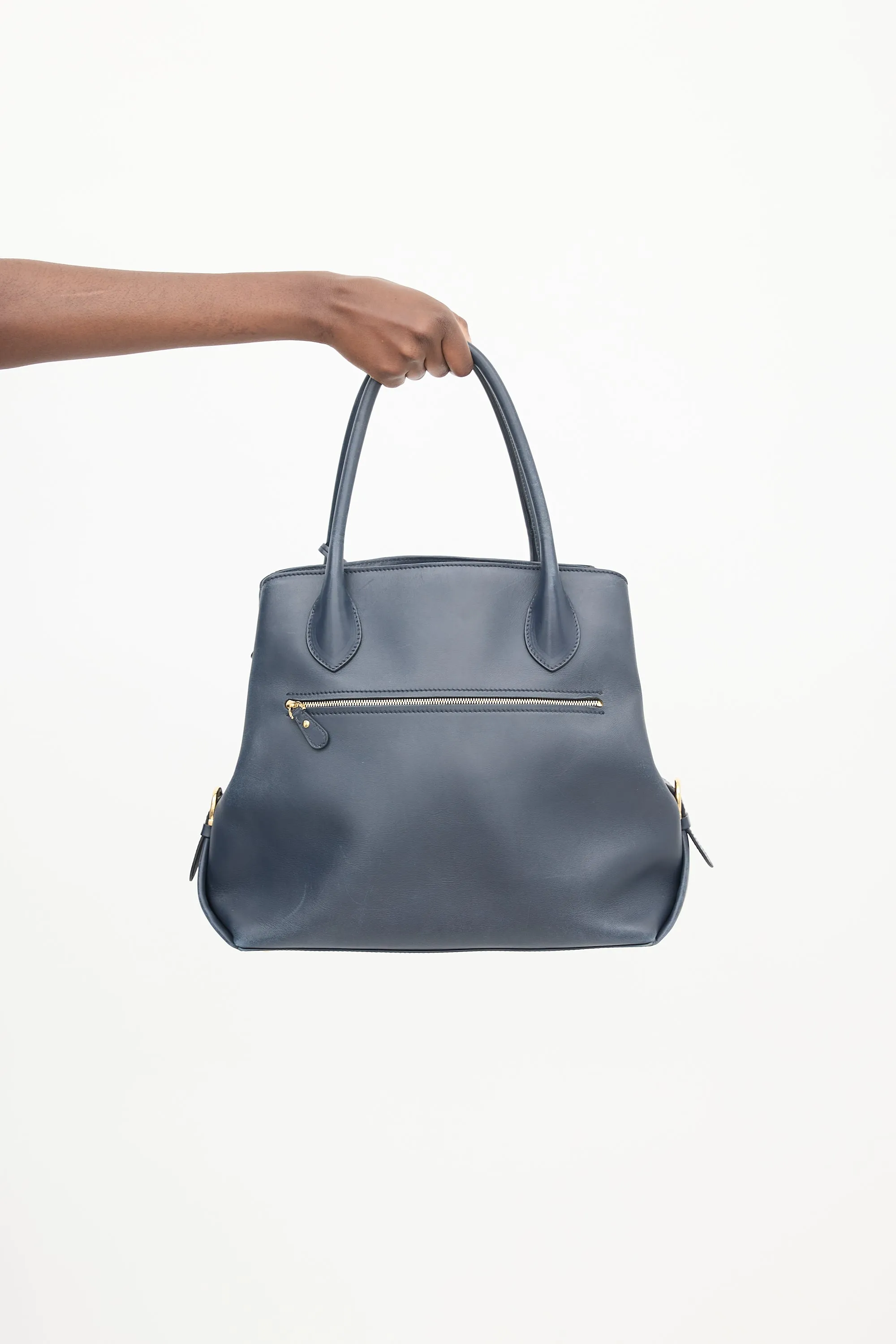 Navy Leather Fiamma Bag