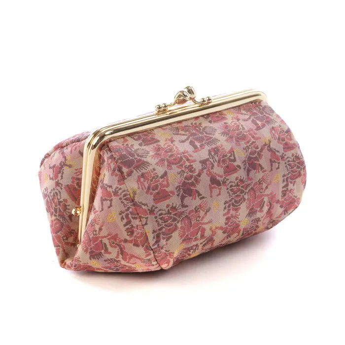 Nishijin-ori Small Pouch - Aztec Mythology -, Made in Kyoto, Japan, Cosmetic Pouch, Makeup Pouch, Japanese Gamaguchi Pouch, Travel Toiletry Pouch, Stationery Pouch, Bag organizer, Bag in Bag