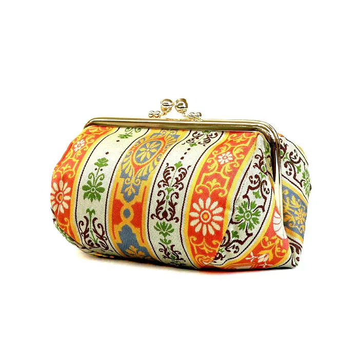 Nishijin-ori Small Pouch - Flower -, Made in Kyoto, Japan, Cosmetic Pouch, Makeup Pouch, Japanese Gamaguchi Pouch, Travel Toiletry Pouch, Stationery Pouch, Bag organizer, Bag in Bag