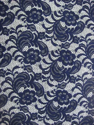 NYLON FLORAL "JASMINE" STRETCHED LACE SCALLOPED KNIT <br><h6>4-NAVY<br>LACE24-YZ</h6>