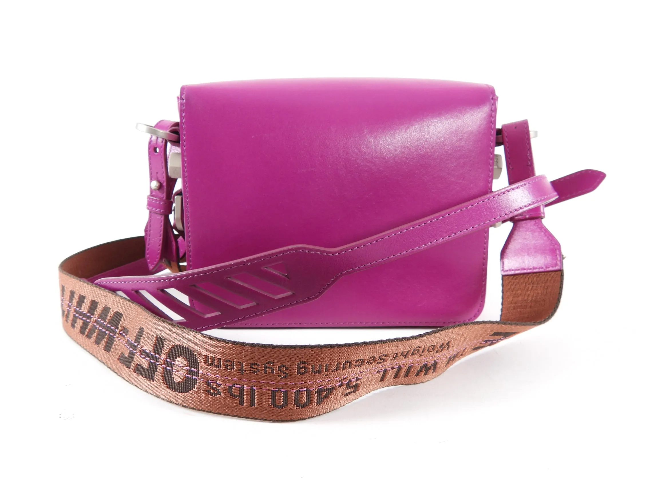 Off White Fuchsia Pink Leather New Flap Bag