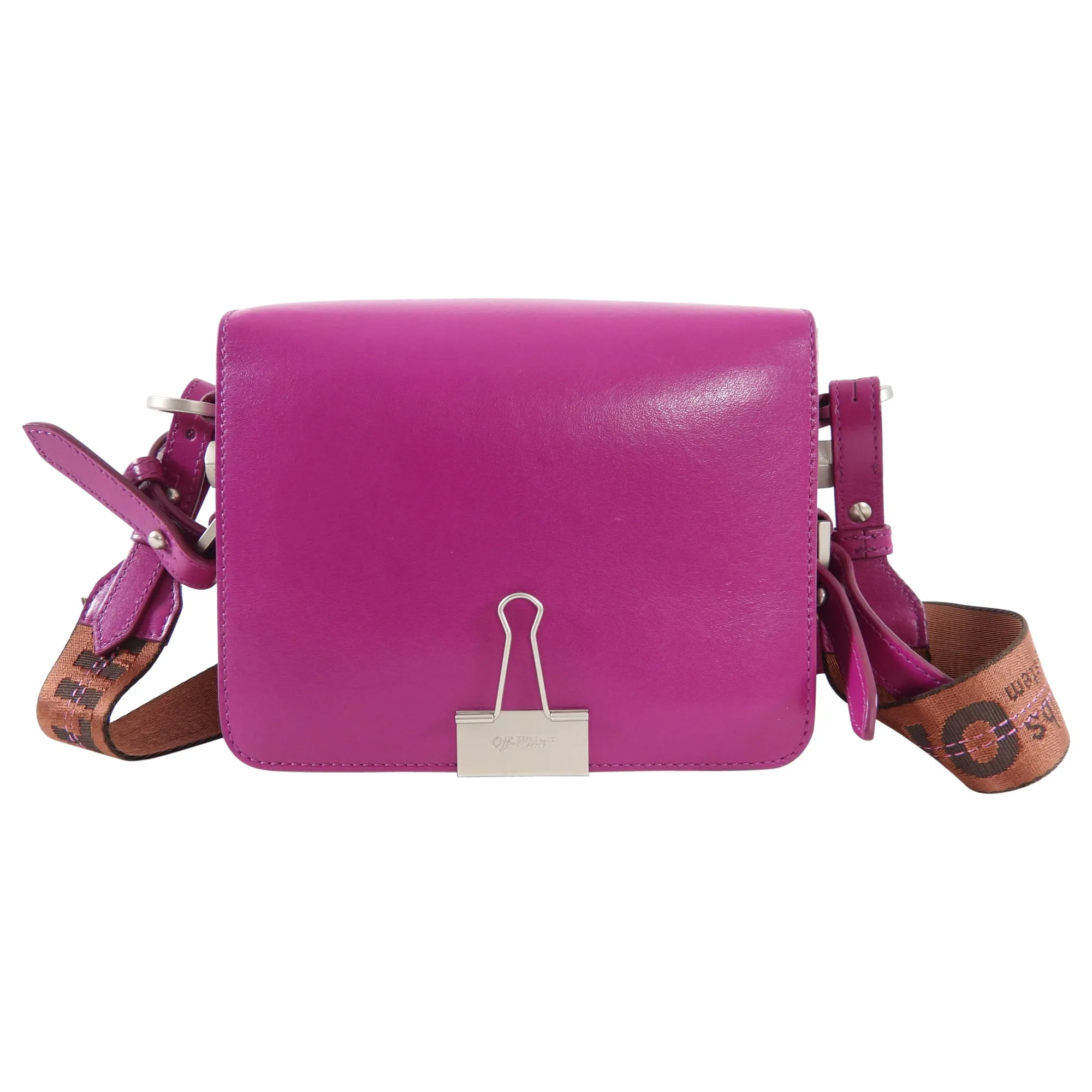 Off White Fuchsia Pink Leather New Flap Bag