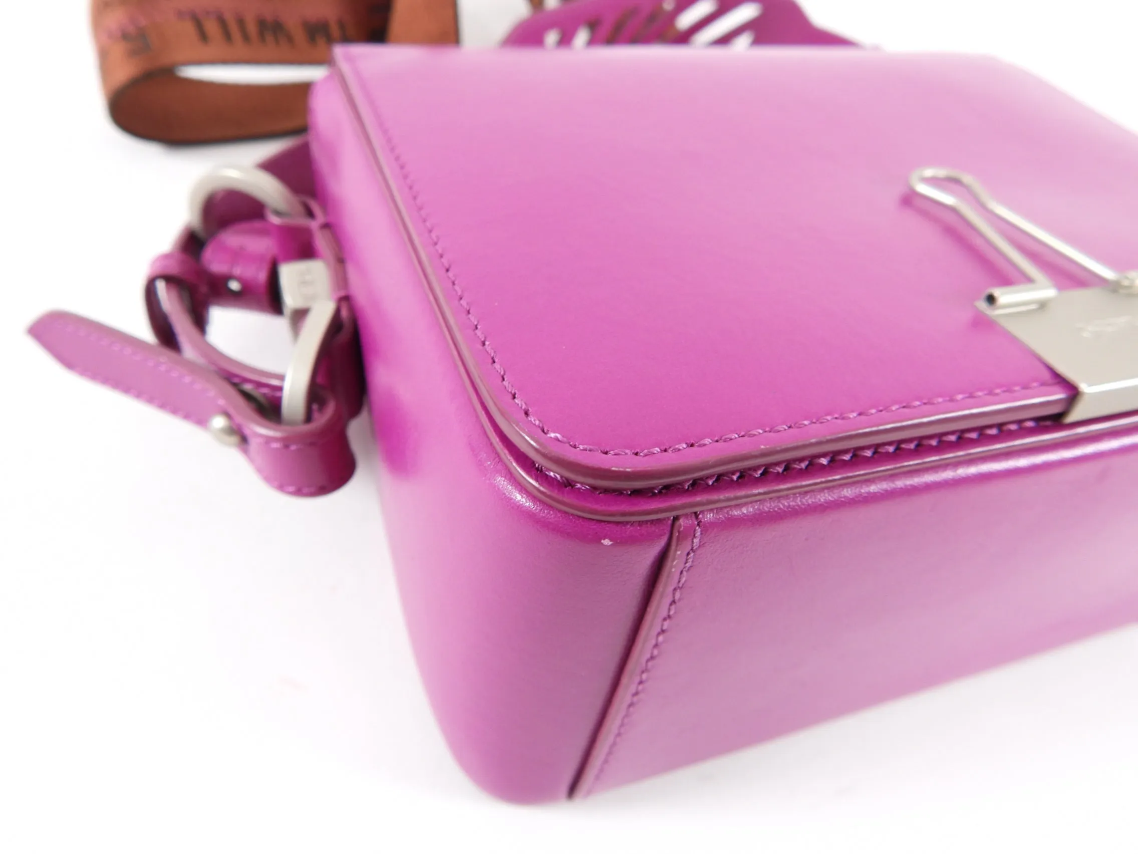 Off White Fuchsia Pink Leather New Flap Bag